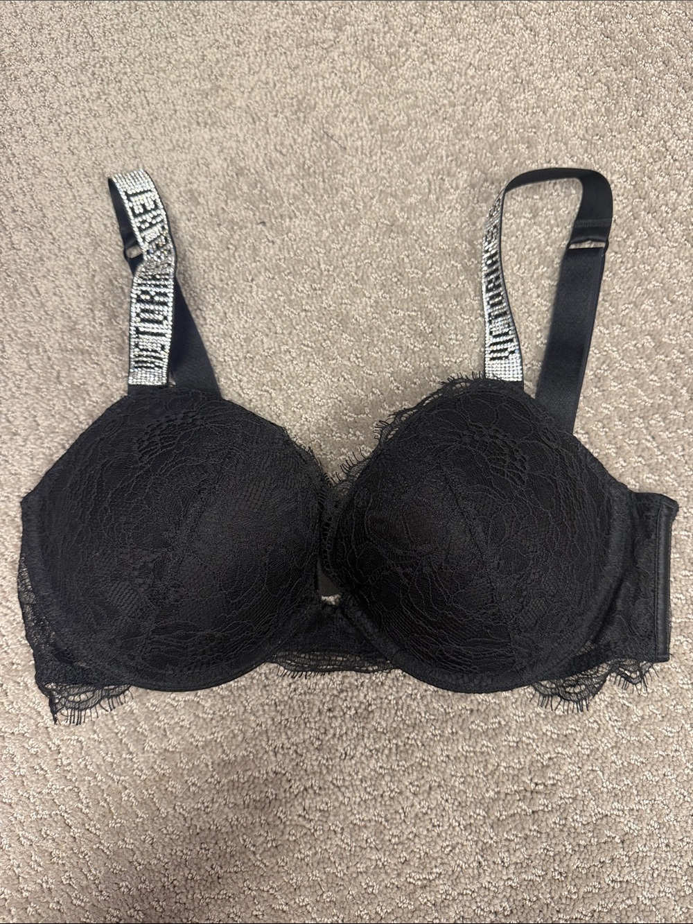 Victorias Secret Black Lace Push-Up Bra 34C
